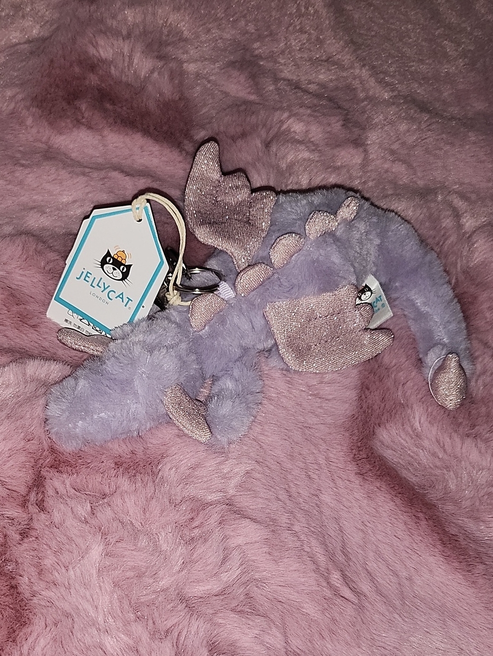 Jellycat Lavender Dragon Bag Charm with Shimmering Pink SOLD OUT